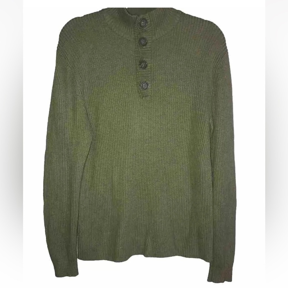 Banana Republic Men’s Size S Green Knit Ribbed Henley Pullover Sweater 4 Buttons